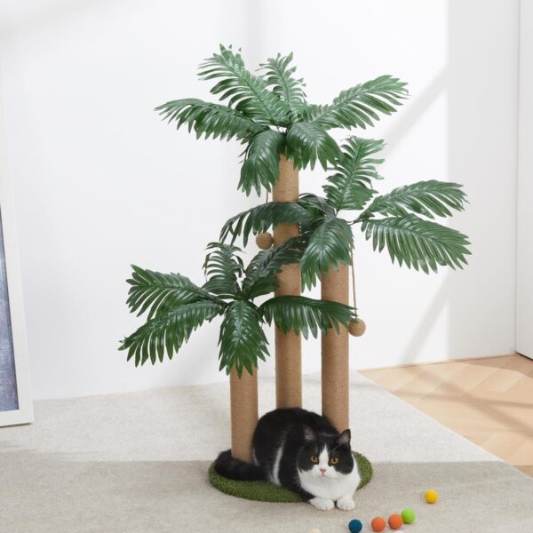 31.5Inch Cat Scratching Post,Cat Scratcher Tree with 3 Scratching Poles & 2 Interactive Dangling Balls,Cats Scratching Posts for Indoor Kitten & Adult Cats - Image 9