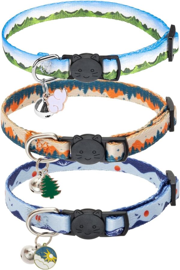 SCENEREAL Breakaway Cat Collars with Bell, 3 Pack Adjustable Safety Cat Collar for Boy and Girl Cats, Cute Kitten Collar for Cats Puppies Daily Wearing