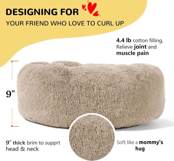 HACHIKITTY Dog Beds Calming Donut Cuddler, Puppy Dog Beds Large Dogs, Indoor Dog Calming Beds Large,30'' - Image 2