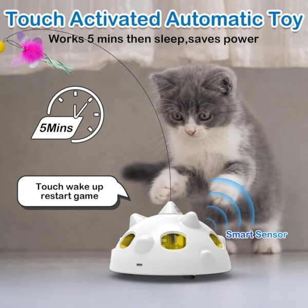 Interactive Cat Toys 3in1 Automatic Cat Toys for Bored Indoor Adult Cats Fluttering Butterfly/Hide and Seek/Long Feather Wand Rechargeable,Motion Activated Exercise Toy - Image 3