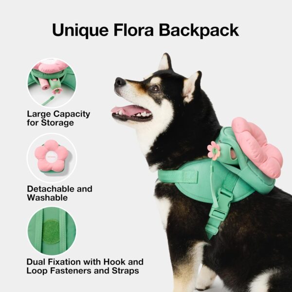 VETRESKA Flora Dog Harness, Leash and Collar Set, No Pull Dog Vest Harness for Walking and Training, Adjustable, Easy Control and Soft Padded Pet Harness and Backpack for Small Medium Large Dogs, M - Image 3