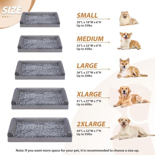 MIHIKK Orthopedic Dog Bed for Medium Large Dogs - Big Pet Sofa Bed with Removable Washable Cover, Waterproof Lining, Nonskid Bottom, Foam Dog Couch Bed with Sides Bolster, Grey,36x27x6 Inch - Image 6