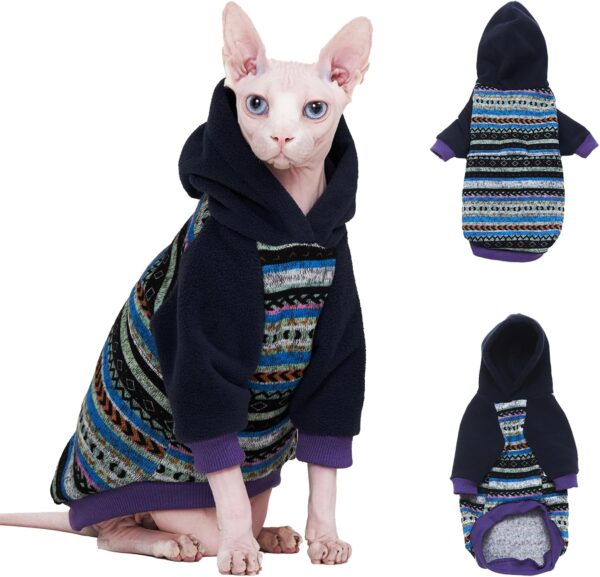 Sphynx Cat Hoodie SweaterWarm fleece Sweater for cat, knit fleece Dog Clothes for Kitten Small Medium Dogs (Medium)