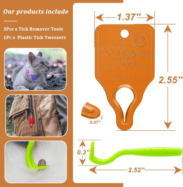 Tick Remover Tool Portable with Tick Removal Tweezers Suitable for Pet and Humans, Safe and Reliable, Quick Highly Effective, Pain-Free, Essential Tick Remover Key Tools for Outdoor Activities-3 Pack - Image 3