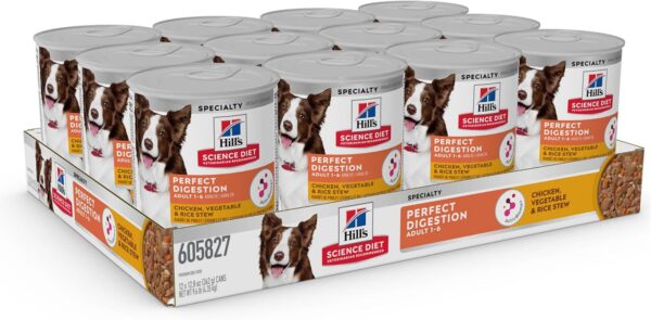 Hill's Science Diet Perfect Digestion, Adult 1-6, Digestive Support, Wet Dog Food, Chicken, Vegetable & Rice Stew, 12.5 oz Can, Case of 12 - Image 3