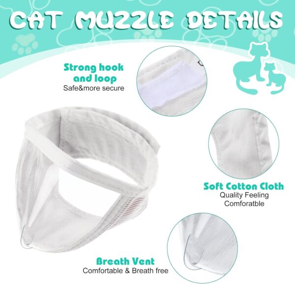 Hillban Cat Muzzle for Grooming with 4 Silicone Boots Breathable Transparent Cat Face Guard Silicone Cat Claw Covers Anti Scratch Cat Booties to Prevent Scratching Biting Bathing Trimming (Medium) - Image 4