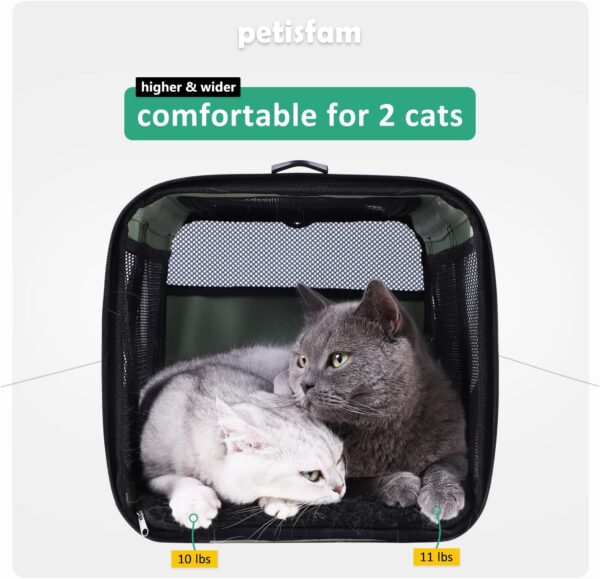 petisfam Easy Load Pet Carrier for Large, Medium Cats, 2 Cats and Small Dogs with Comfy Bed. Easy to Get Cat in, Escape Proof, Easy Storage, Washable, Safe and Comfortable for Vet Visit and Car Ride - Image 3