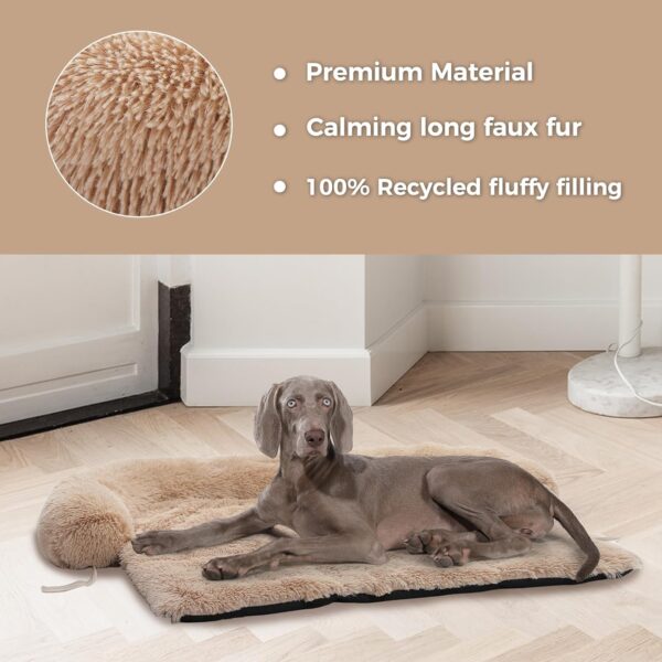 Calming Dog Bed for Large Sized Dog, Dog Couch Cover Washable- Fluffy Plush Dog Mat for Furniture Protector for Dogs Up to 100 Lbs,Beige - Image 3