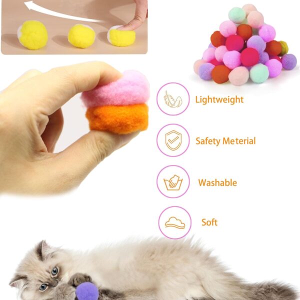 1 Cat Ball Launcher + 10Pcs 1.2’’Cat Toy Balls Silent Plush Elastic Cat Ball Toy Indoor Interactive Toys for Kitty, Dog and Pet, Ball Shooter for Training and Playing - Image 6