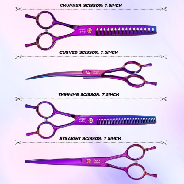 JASON Dog Grooming Scissors Kit, Professional 6 in 1 Dog Scissors Sharp Shears Set - Straight, Thinning, Chunker, Curved Shears and Comb for Long Short Hair for Dog Cat Pet - Image 6