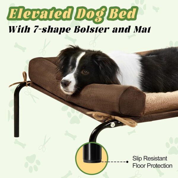 Elevated Dog Bed, 48 Inches Raised Dog Cots Beds for Large Dogs with Bolster, Dog mat, Breathable Mesh, Chew Resistant Dog Bed, Proof Portable Pet Cot - Image 2