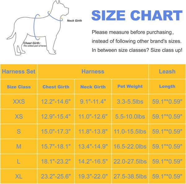 Dog Harness & Leash Set Adjustable for Small Medium Puppies, No Pull & Step in, Mesh Reflective Vest Harnesses for Walking Running Training, S Blue Checkered - Image 6