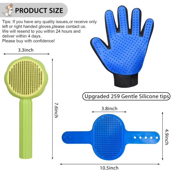 GJEASE Cat Grooming Glove Brush,Self-Cleaning Slicker Pet Brush for Short and Long Haired Pets,Dog Bath Brush for Shedding and Grooming,Removes Loose Hair and Tangles,Promote Circulation - Image 2