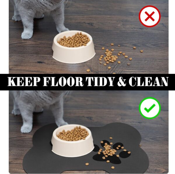 Dog Food Mats for Floors Absorbent, Dog Bowl Mat Quick Dry Pet Cat Food Mat, Eco-Friendly Bone Shaped Dog Mat for Water Bowl Pet Supplies 12"X18" - Image 2