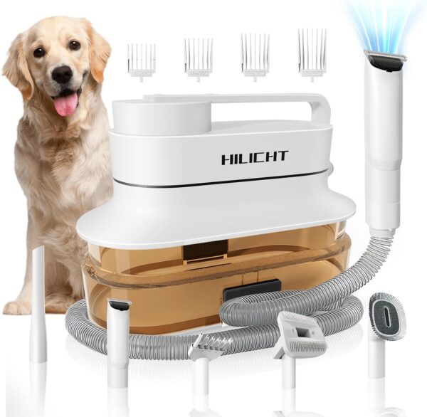 Pet Grooming Kit and Vacuum, 4 Liter Pet Grooming Vacuum with 99% Pet Hair Suction, 6 Pet Grooming Tools, Silent Pet Vacuum Groomer for Dogs, Cats and Other Animals