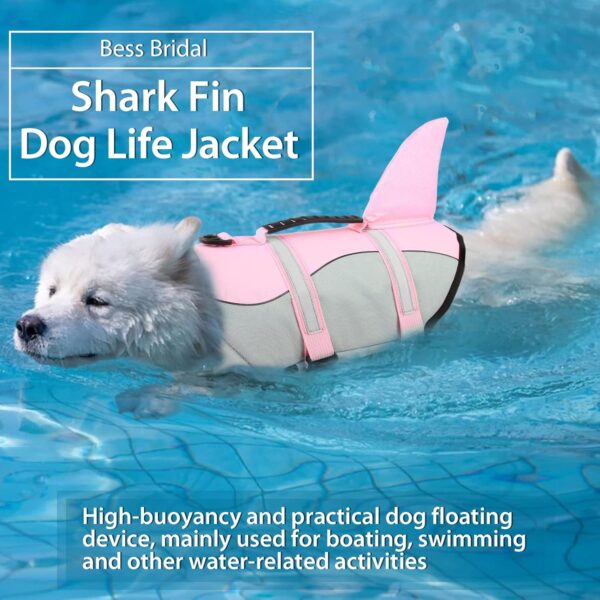 Dog Life Jacket, Large Dog Life Vest for Swimming Boating, Shark Life Jackets for Small Medium Large Dogs, Reflective Dog Lifesaver Life Preserver Swimsuit with Rescue Handle and High Buoyancy - Image 2