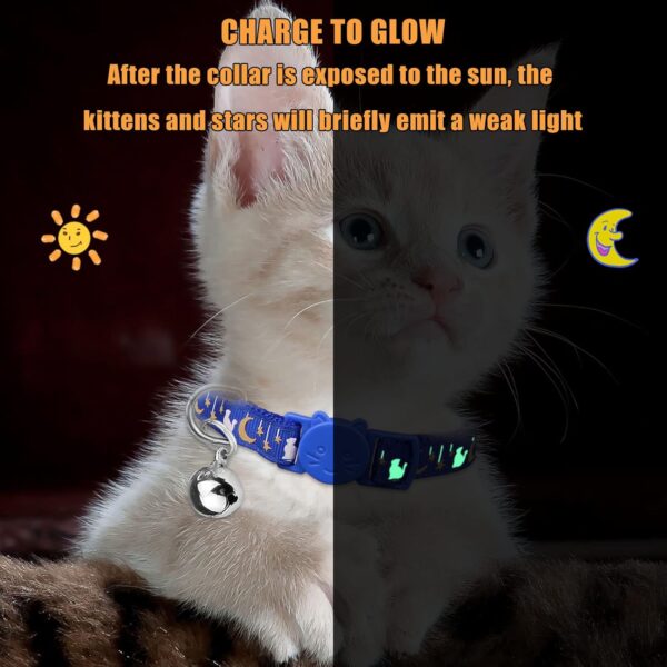 6 PCS Breakaway Cat Collars Golden Moon Cat Collars Safety Buckle Kitten Collar with Bell Glow in The Dark Cat Collars for Boy&Girl Cats - Image 4