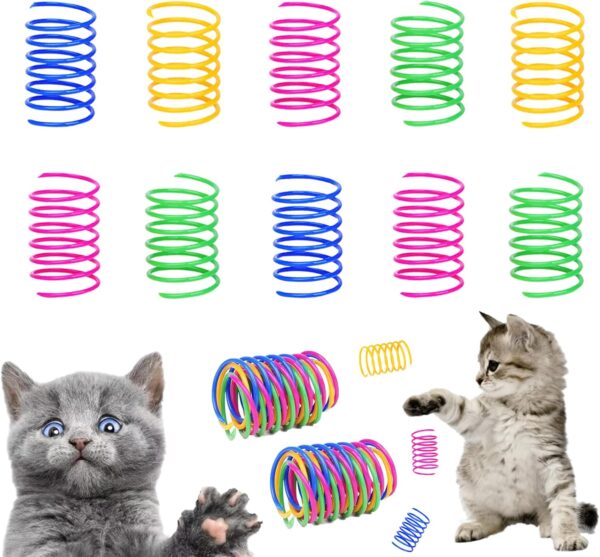 Cat Spring Toy (100 Pack), Interactive Cat Toy for Indoor Cats, Lightweight Reliable Plastic, Plastic Cat Coil for Kittens to Swat, Bite, Hunt