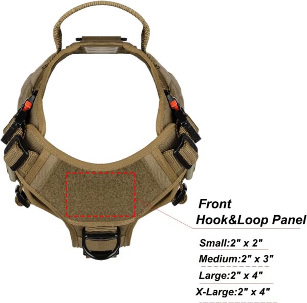 ICEFANG Tactical Dog Harness,Large size, 2X Metal Buckle,Working Dog MOLLE Vest with Handle,No Pulling Front Leash Clip,Hook and Loop Panel - Image 5