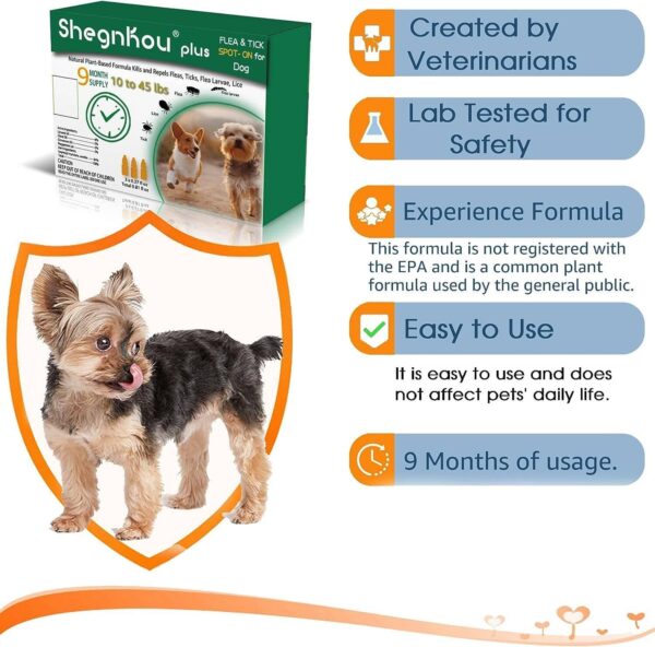 Natural Protection: Dog Flea and Tick Treatment, Potent Spot-On Solution for Small-Medium Dogs 4-44 lbs, (9 Month Supply) - Image 2