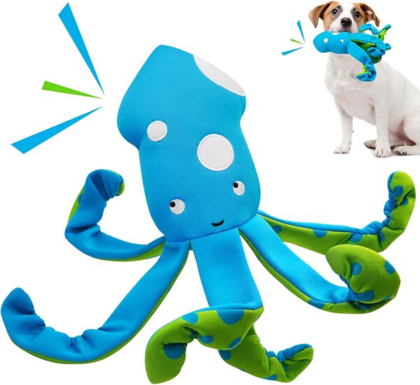 Squeaky Dog Toys, Floating Dog Toys for Indoor or Outward Play, Squid Interactive Dog Gifts for Small and Medium Dogs