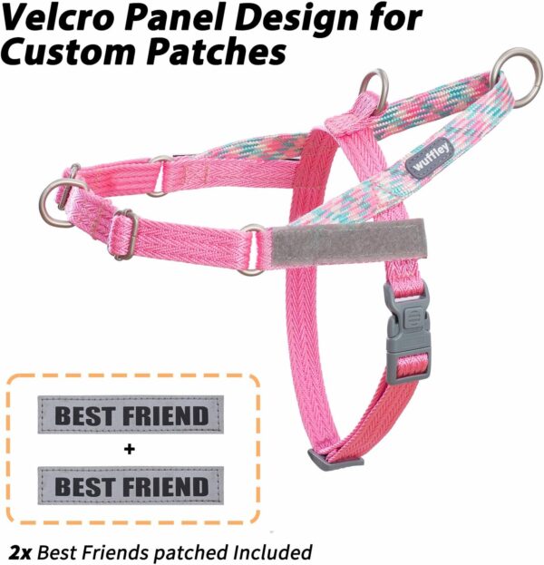 Reflective Dog Harness and Leash Set,No Pull Dog Harness with 2 Patches,Escape Proof/Quick Fit to Adjust Dog Vest Harness,Easy for Training Walking for Small,Medium & Large Sized Dogs(Pink,M) - Image 3