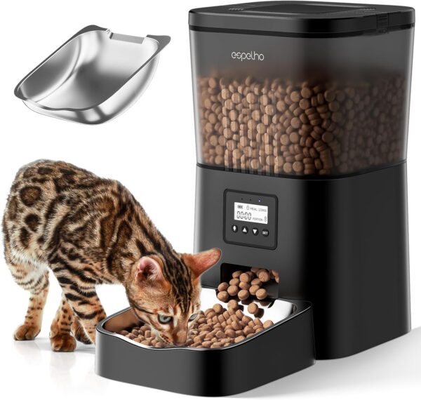 Automatic Cat Food Dispenser: Automatic Cat Feeder- 4L Timed Pet Feeder 1-6 Meals Portion Control for Cat& Small Dog| Auto Cat Feeder Freshness and Safety Dry Food with 10S Voice Record