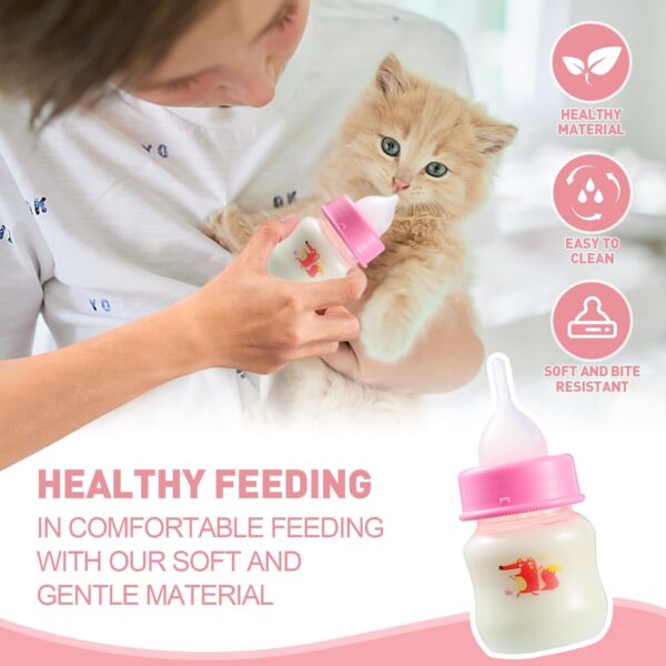 Kitten and Puppy Bottle Feeding Kit, puppy bottles for nursing: Provides unparalleled care, comfort and convenience for your cherished furry companion.pink-2.02oz(60ml) - Image 3