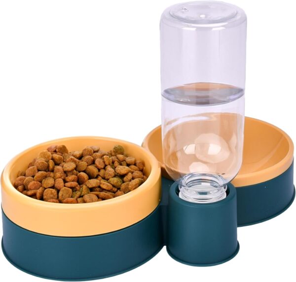 Noa Store Pet Food & Water Dispenser - 2-in-1 17oz Gravity-Fed Bowl for Dogs & Cats - Easy to Refill/Clean - Compact, Stylish Design - Keep Your Pet Hydrated & Fed on The Go - Orange, 8.2"x11.8"x7.4"