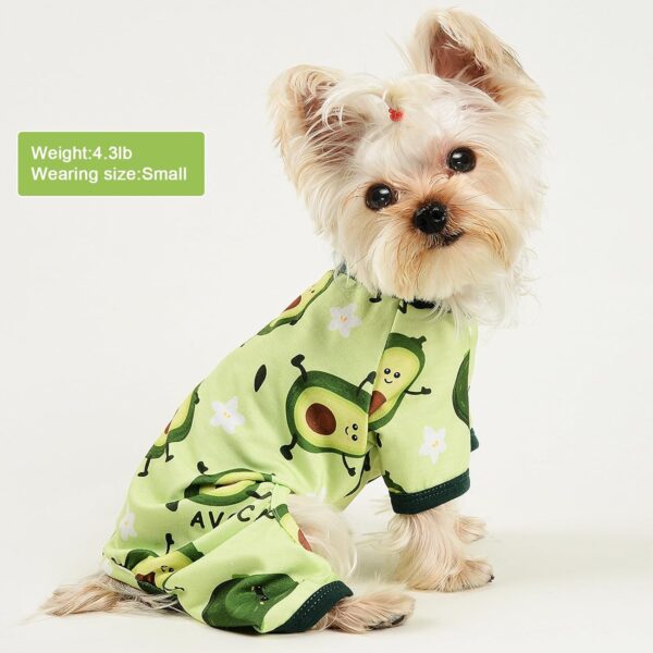 Dog Pajamas for Small Dogs Boy Girl Cute Dog Clothes Soft Stretch Chihuahua Yorkie Clothes Onesies Summer Puppy Pajamas XS-XXL, Pet Dog Pjs Outfits Shirts Cats Jammies Sleeper Medium Avocado Green - Image 3