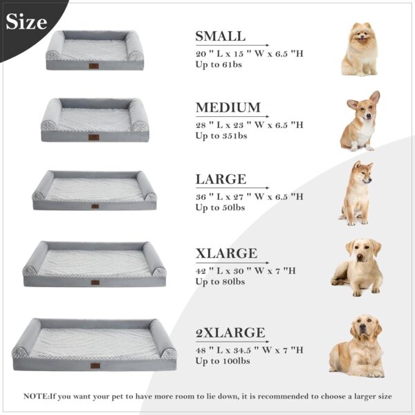 WNPETHOME Dog Beds for Medium Large Dogs, Orthopedic Sofa Mat Pillow with Removable Waterproof Cover, Egg-Foam Crate Bed - Image 5