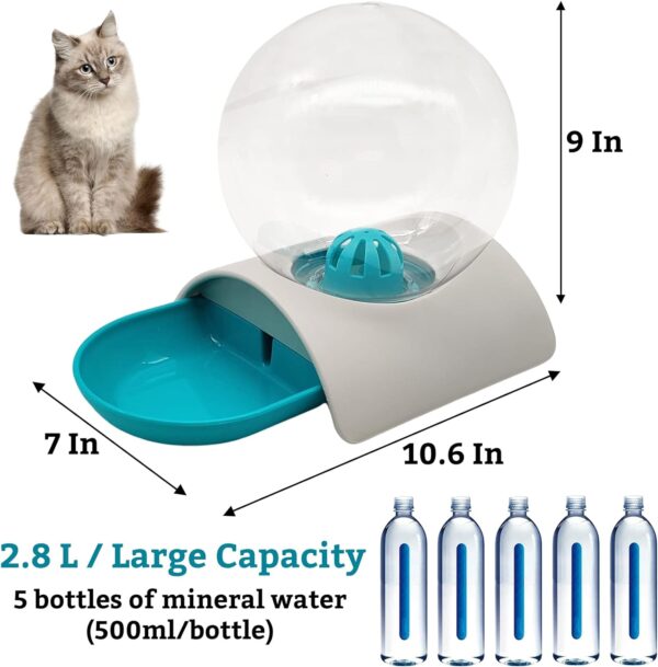 Hamiledyi Automatic Water Dispenser for Cats and Dogs Pet Water Dispenser 2.8 Liter Pet Gravity Water Station Spill-Proof Spherical Waterer Pets Water Bottle for Puppies Kittens Rabbits