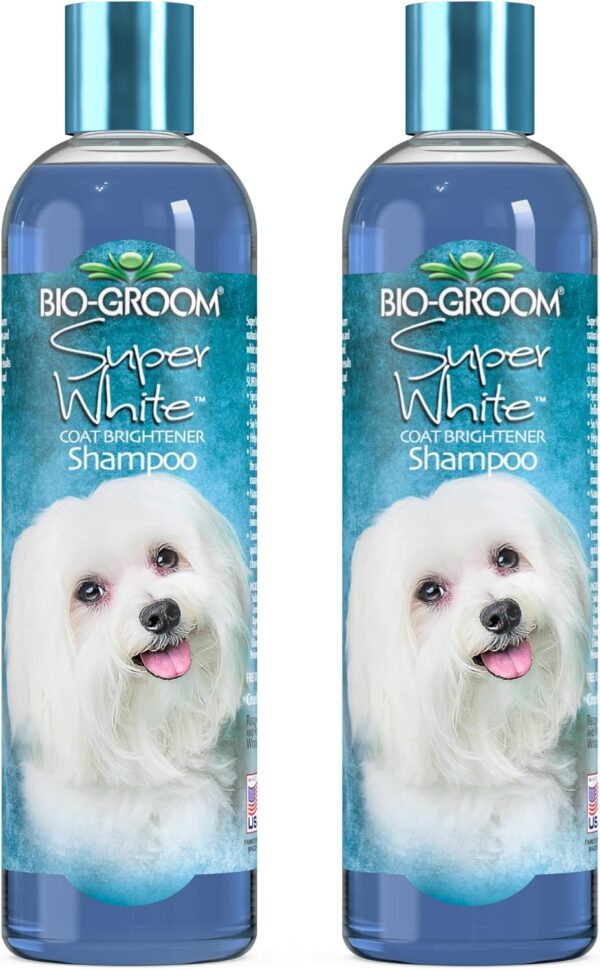 Bio-Groom Super Whitening Dog Shampoo – Whitening Pet Shampoo, Dog Bathing Supplies, Puppy Wash, Dog Grooming Supplies, Cruelty-Free, Made in USA, Coat Brightener Shampoo – 12 fl oz 2-Pack