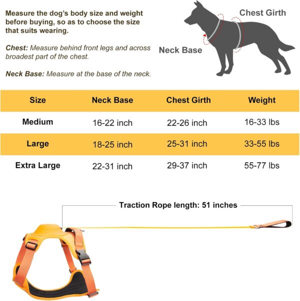 All in One Dog Harness with Retractable Leash No-Pull No-Choke with Adjustable Dog Vest and Anti-Dash Feature (Orange, Medium) - Image 6