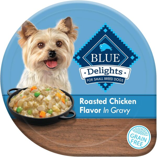 Blue Buffalo Divine Delights Small Breed Wet Dog Food, Made with Natural Ingredients, Rotisserie Chicken Flavor in Hearty Gravy, 3.5-oz. Cups (12 Count)