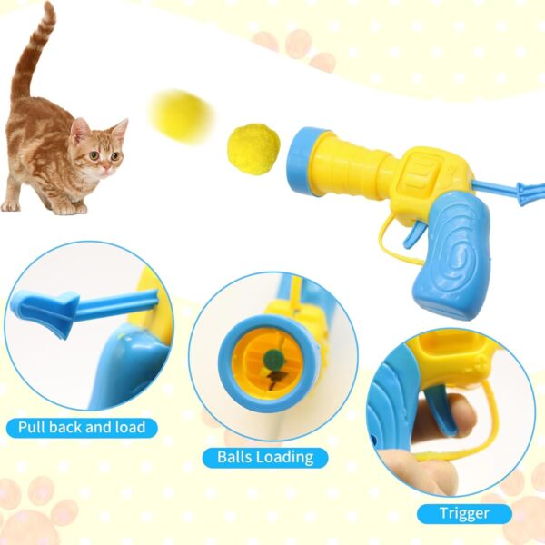 1 Cat Ball Launcher + 10Pcs 1.2’’Cat Toy Balls Silent Plush Elastic Cat Ball Toy Indoor Interactive Toys for Kitty, Dog and Pet, Ball Shooter for Training and Playing - Image 3