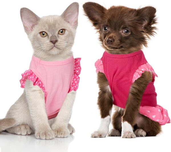 2 Pieces Dog Dresses for Small Dogs Cute Girl Female Dog Dress Mommy Puppy Shirt Skirt Doggie Dresses Pet Summer Clothes Apparel for Dogs and Cats (Love and Angel,Extra Small) - Image 6