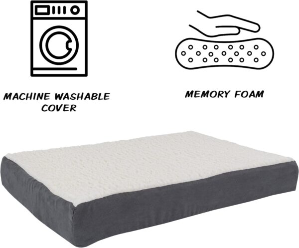 PETMAKER Orthopedic Dog Bed - 2-Layer 30x20.5-Inch Memory Foam Pet Mattress with Machine-Washable Sherpa Cover for Medium Dogs up to 45lbs (Gray) - Image 3