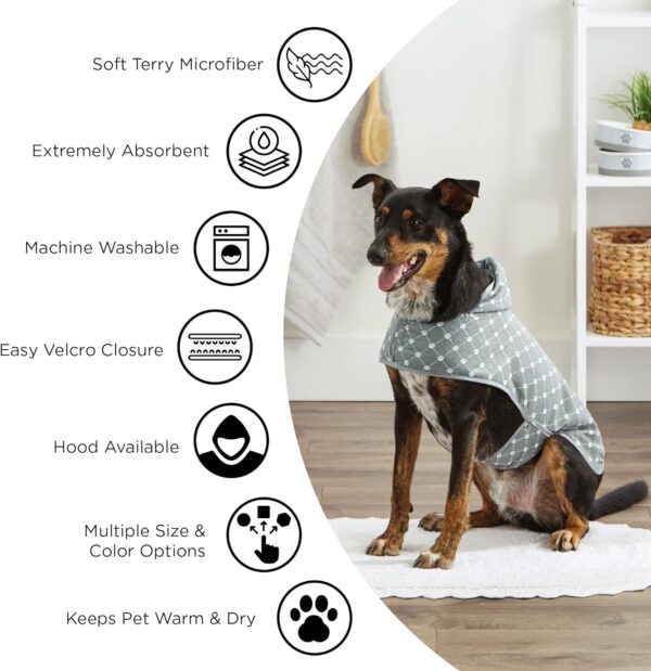 Bone Dry Pet Robe Collection, Embroidered Absorbent Microfiber Bath Robe with Adjustable Closure, for Dogs & Cats, X-Small, Aqua - Image 8