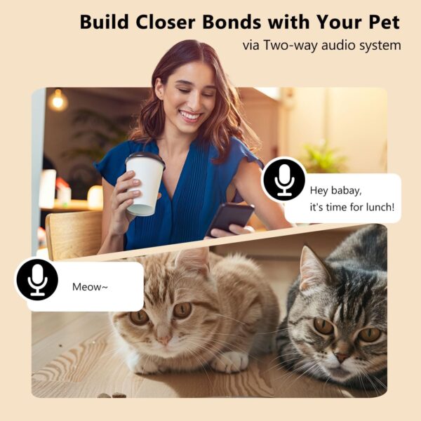 Automatic Cat Feeder with Camera, 1080P Live Video with Night Vision, 6L/25 Cups Timed Cat Food Dispenser for Remote Feeding, 2-Way Audio, Smart Pet Feeder for Cats and Dogs with App Control - Image 4