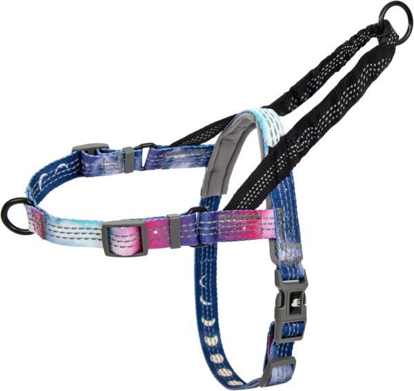 Leashboss No Pull Dog Harness, Easy Walk for Small, Medium, and Large Pets, Reflective with Rear and Front Clip Attachment (Space Pattern, Small)