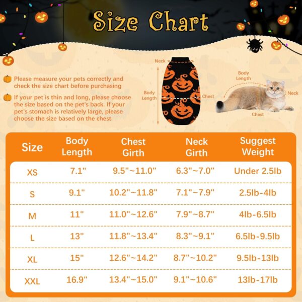 Vehomy 2Pcs Dog Cat Halloween Sweaters Dog Pumpkin Sweater Dog Cat Pumpkin Turtleneck Knitwear Shirt Dog Puppy Halloween Costume Clothes for Small Medium Dogs Cats S - Image 2