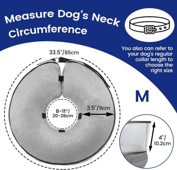 BARKLESS Inflatable Dog Cone Collar, Soft Dog Donut Collar After Surgery, 2-in-1 Dog Cone Alternative with Detachable Anti-Licking Shield, Soft Cone for Dogs Does Not Block Vision - Image 3