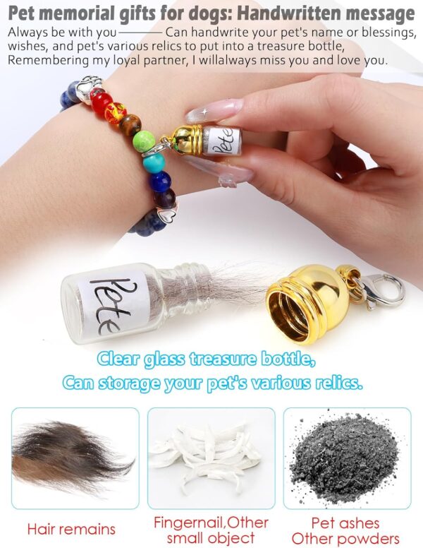 Pet Memorial Gift for Loss of Dogs Cat, Rainbow Bridge Glass Jar Bracelet, Cylinder Cat Dog Urn for Pet Ashes Cremation Keepsake Women and Men Who Dog Sympathy Commemorative Gift - Image 2