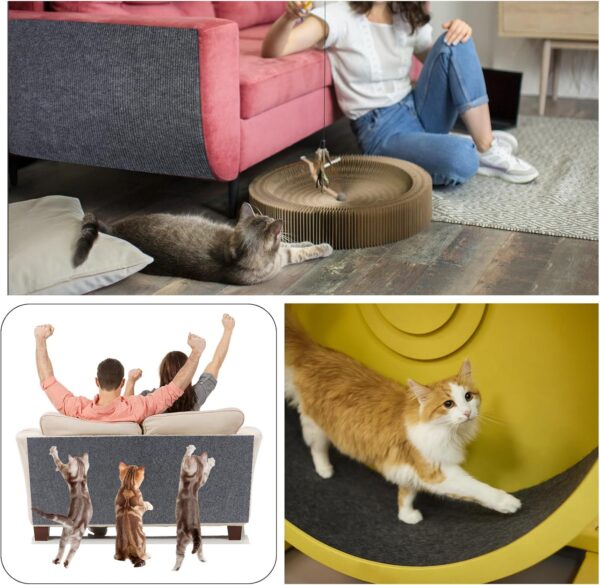 98”x15.4''Cat Scratching Mat,Self-Adhesive Cat Scratcher Carpet,Cat Tree Shelves Cover Replacement,Trimmable Cat Scratcher Pad for Furniture,Sofa,Wall,Couch,Door,Corner - Image 7