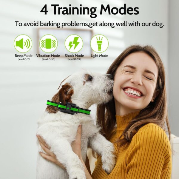 Shock Collar Dog Training Collar 4 Training Modes and Waterproof Rechargeable Remote Range 3300Ft for Large Medium Small Dogs (Green) - Image 3