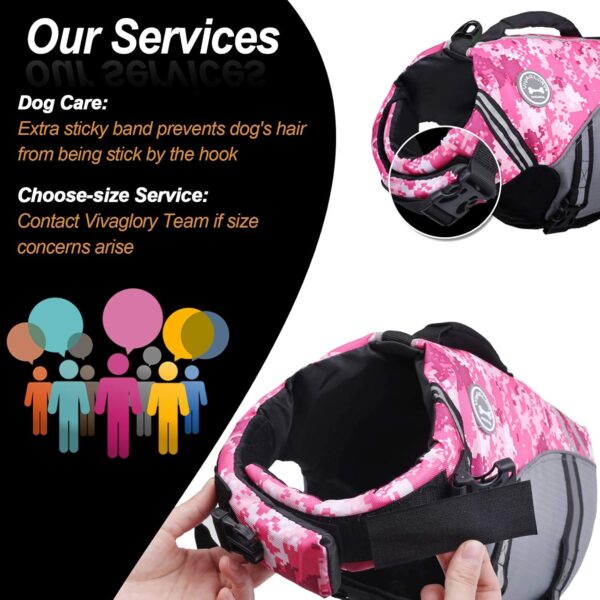 VIVAGLORY Sports Style Dog Life Jacket with Adjustable & Durable, Extra Flotation Swim Life Vest with Secure Fastening System for Large Dogs, Camo Pink - Image 6