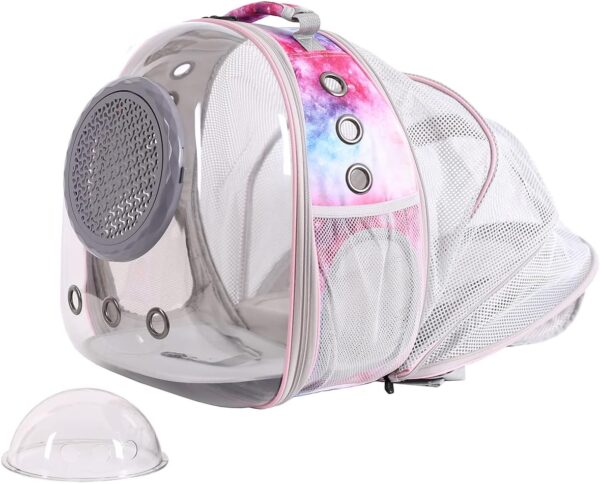 Cat Bubble Backpack Carrier, Galaxy Theme Space Capsule Astronaut Bubble Backpack for Kitten Bunny Airline Approved Travel Hiking Camping Cat Book Bag (Galaxy Pink, Bubble Window) - Image 2