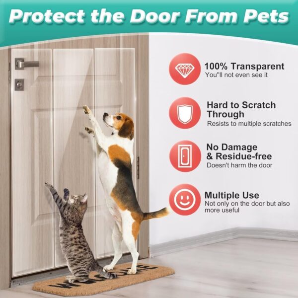 Door Protector from Dog Scratching, [Thicken Vinyl] Heavy Duty Flexible Couch Corner Door Claw Shield, Anti-Scratch Guard for Furnitures, Window,Cat Scratch Tape-(130in X 8.3in) - Image 7