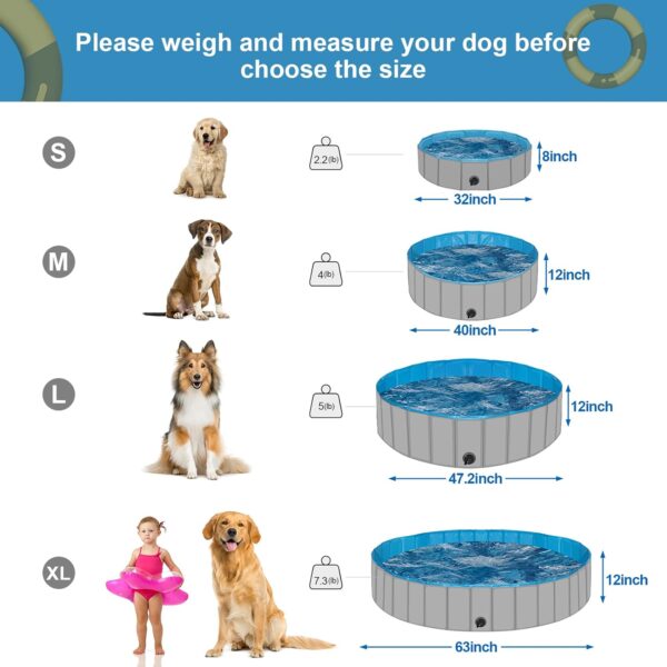 Dog Pool for Large Dogs, Plastic Pool for Dogs, Dog Bathtub Portable, Foldable Pool for Dogs Slip-Resistant (47.2''x 12'') - Image 6